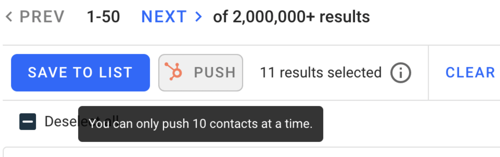 How many contacts can i bulk unlock push crunchbase knowledge center