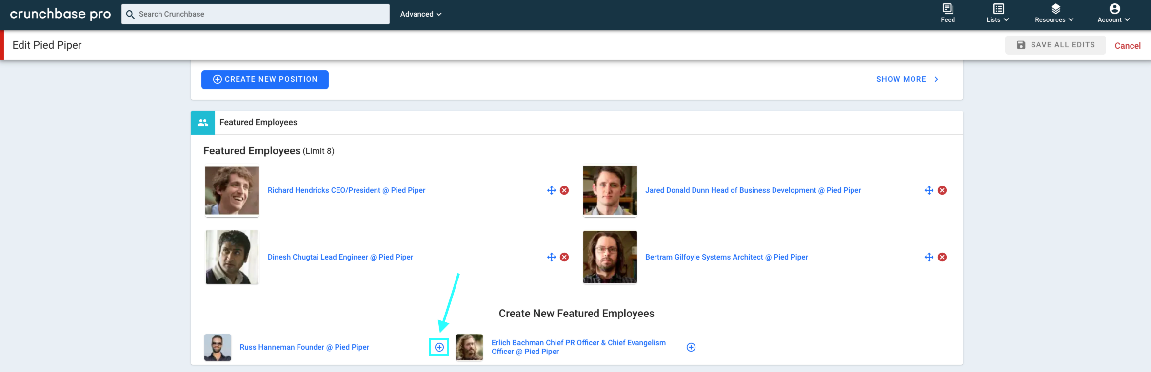 Updating Featured Employees for a Company – Crunchbase | Knowledge Center